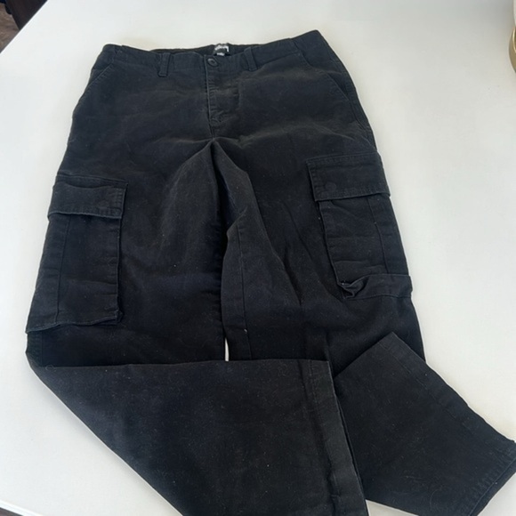 STUSSY Black Cargo Pants Straight Leg IN Black Size 28 - Picture 1 of 10